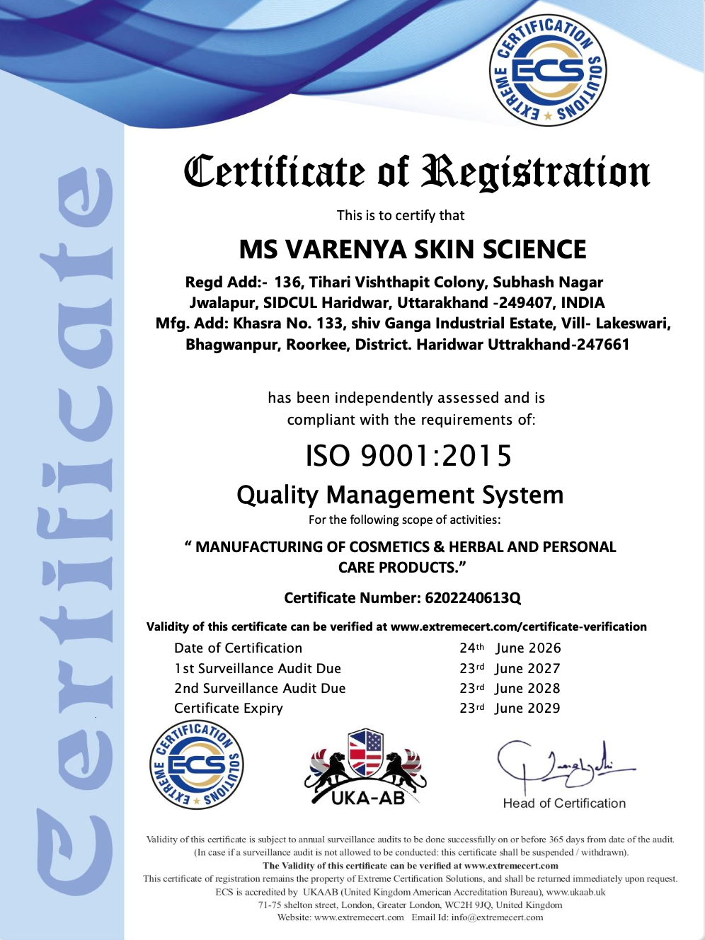 ISO 9001:2015 Certificate